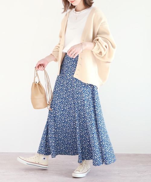 reca(レカ)の「ジョーゼット花柄プリントマキシフレアスカート(スカート・レディース・ブルー/グリーン・M)」の7枚目の写真