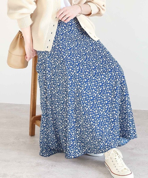 reca(レカ)の「ジョーゼット花柄プリントマキシフレアスカート(スカート・レディース・ブルー/グリーン・M)」の6枚目の写真