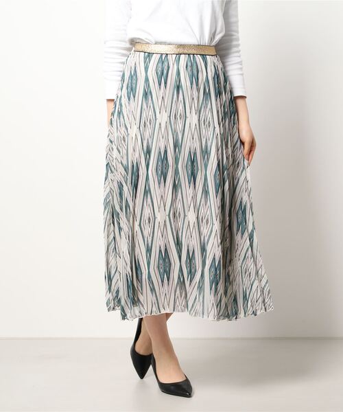 Q(キュー)の「パターン柄 プリーツスカート(スカート・レディース・オレンジ系その他/グリーン系その他・MEDIUM)」の11枚目の写真