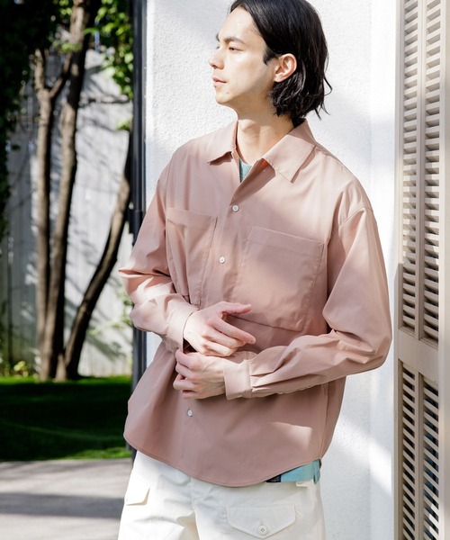 niko and...（ニコアンド）の「マイクロピーチスキンシャツ（シャツ/ブラウス・メンズ・ピンク/ブルー/スモーク/イエロー・SMALL/MEDIUM/LARGE）」の3枚目の写真