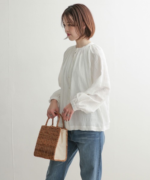 「URBAN RESEARCH DOORS」 半袖ブラウス MEDIUM オフホワイト レディース URBAN RESEARCH DOORS 「URBAN DOORS」 半袖ブラウス MEDIUM