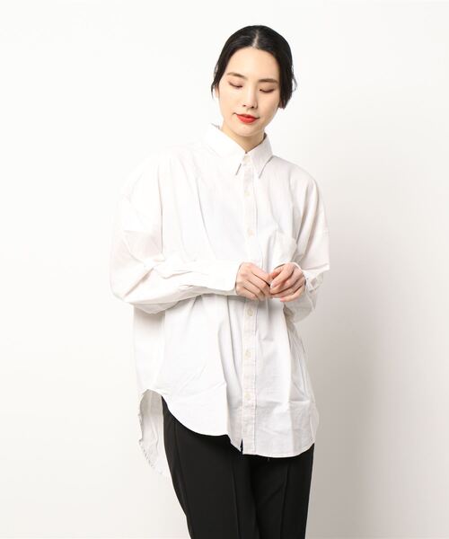ARCHIVER（アーカイバ）の「【Ir】綿麻ストレッチビッグシャツ（シャツ/ブラウス・レディース・ホワイト/ブラック/ネイビー/カーキ/モカ・LARGE/X-LARGE/MEDIUM）」の15枚目の写真