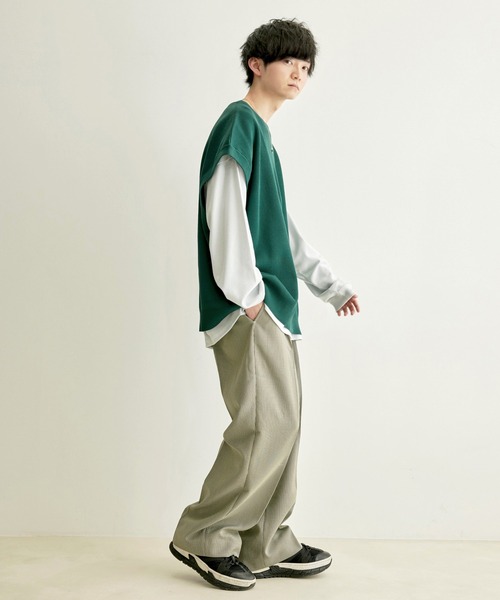 JUNRED(ジュンレッド)の「こめ×JUNRed 2Bライトルーズニットスリットベスト(ベスト・メンズ・チャコールグレー/ダークグリーン/ベージュ系その他・M/L)」の18枚目の写真