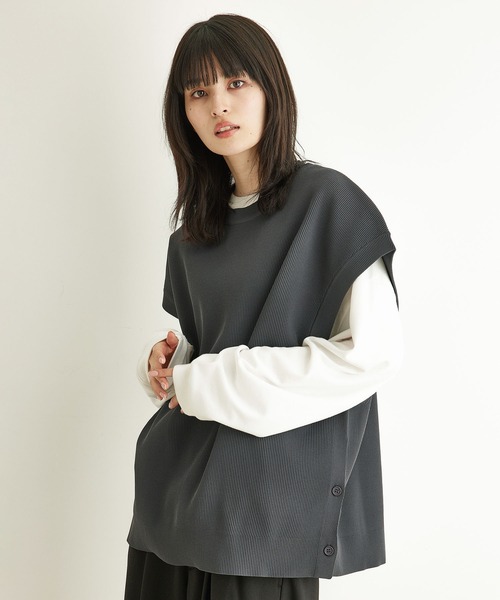 JUNRED(ジュンレッド)の「こめ×JUNRed 2Bライトルーズニットスリットベスト(ベスト・メンズ・チャコールグレー/ダークグリーン/ベージュ系その他・M/L)」の19枚目の写真