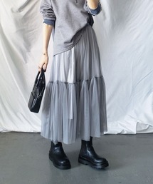 me+em select | 【 6色展開 】パステルギャザーチュールボリュームスカート(スカート)