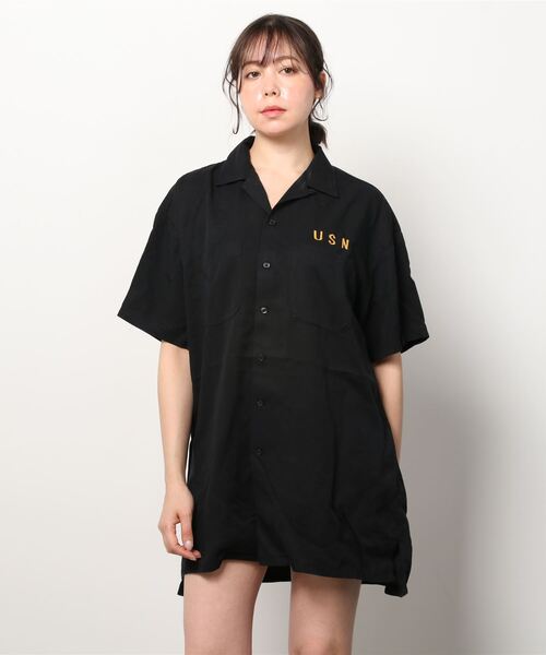 AVIREX（アヴィレックス）の「【WEB&DEPOT限定】SOUVENIR SHIRT ONE PIECE/スーベニア 刺繍シャツワンピース（ワンピース・レディース・サンドベージュ/ブラック/ミント・FREE）」の2枚目の写真
