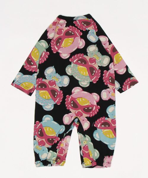 HYSTERIC MINI(ヒステリックミニ)の「TEDDY’S DONUTS 総柄 2WAYオール(ロンパース・キッズ・ホワイト/ブラック/ピンク・FREE)」の4枚目の写真