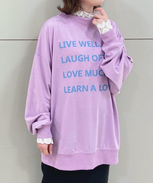 AS KNOW AS PINKY（アズノゥアズピンキー）の「君に伝えるメッセージ ロゴプルオーバー（スウェット・レディース・ブラック/オフホワイト/サックスブルー/ピンク・FREE）」の4枚目の写真