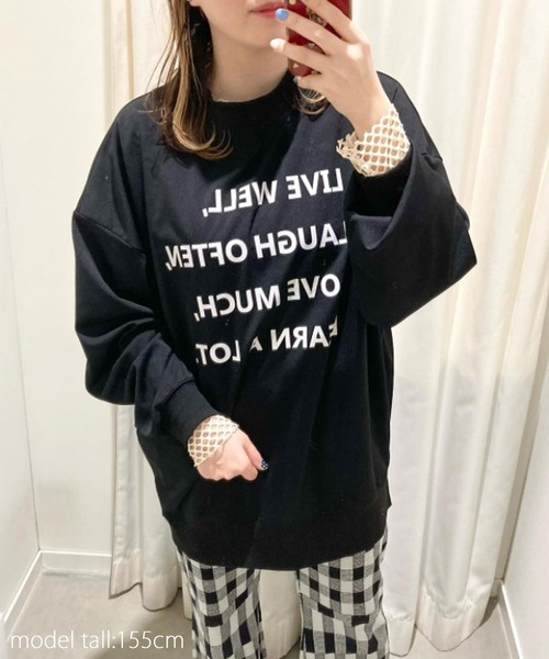 AS KNOW AS PINKY（アズノゥアズピンキー）の「君に伝えるメッセージ ロゴプルオーバー（スウェット・レディース・ブラック/オフホワイト/サックスブルー/ピンク・FREE）」の12枚目の写真