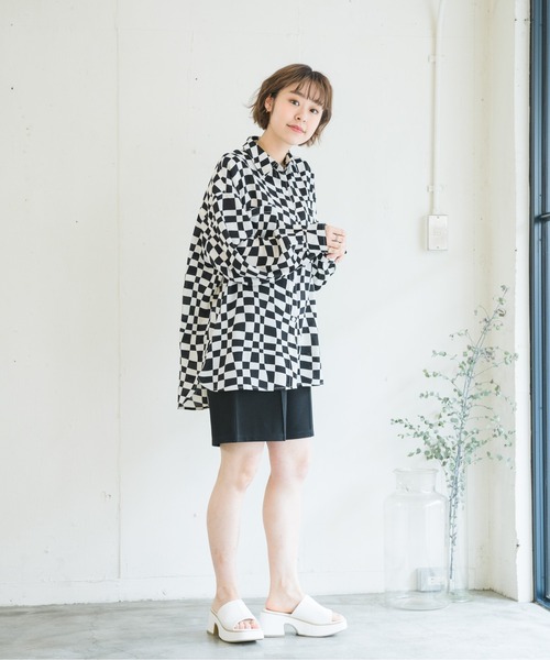 RETRO GIRL(レトロガール)の「チェッカー柄シャツ(シャツ/ブラウス・レディース・ブラック系その他/ブラウン系その他/グリーン系その他・FREE)」の4枚目の写真