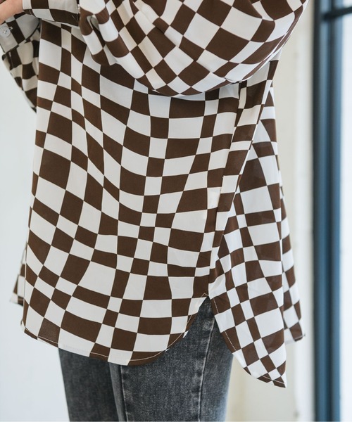 RETRO GIRL(レトロガール)の「チェッカー柄シャツ(シャツ/ブラウス・レディース・ブラック系その他/ブラウン系その他/グリーン系その他・FREE)」の6枚目の写真