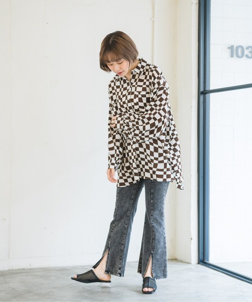 RETRO GIRL(レトロガール)の「チェッカー柄シャツ(シャツ/ブラウス・レディース・ブラック系その他/ブラウン系その他/グリーン系その他・FREE)」の9枚目の写真