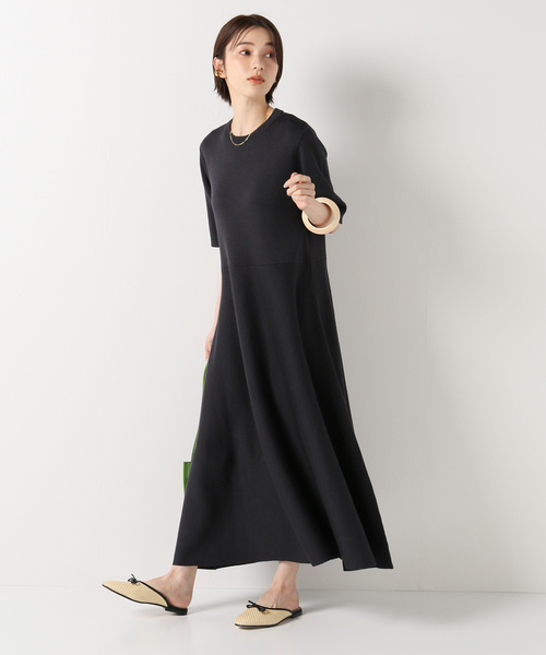 IENA（イエナ）の「ラミーストレッチフレアワンピース（ワンピース・レディース・グリーン/ブラック系その他・FREE）」の3枚目の写真