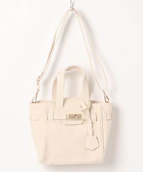 one way(ワンウェイ)の「キャンバスバーキン(ショルダーバッグ・レディース・ホワイト/ブラック/グリーン・FREE)」の1枚目の写真