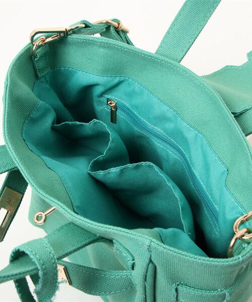 one way(ワンウェイ)の「キャンバスバーキン(ショルダーバッグ・レディース・ホワイト/ブラック/グリーン・FREE)」の6枚目の写真