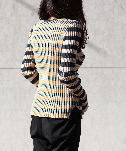 beautiful people（ビューティフルピープル）の「beautiful people stretch rib border pullover 1225210003（スウェット・レディース・オレンジ・38）」の3枚目の写真