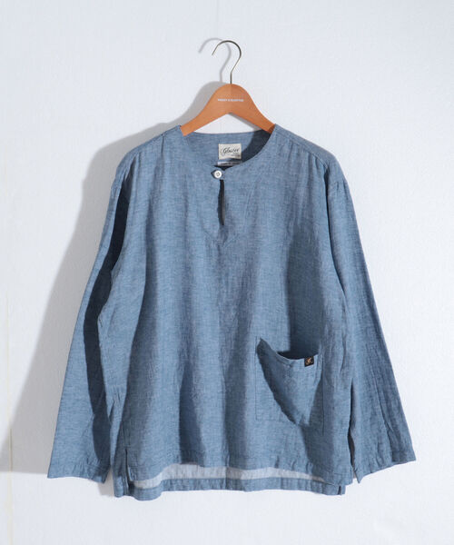 GLOSTER(グロスター)の「【GLOSTER/グロスター】綿麻シャンブレー スキッパーシャツ(シャツ/ブラウス・メンズ・ブラック/サックスブルー/キナリ・MEDIUM/LARGE)」の12枚目の写真