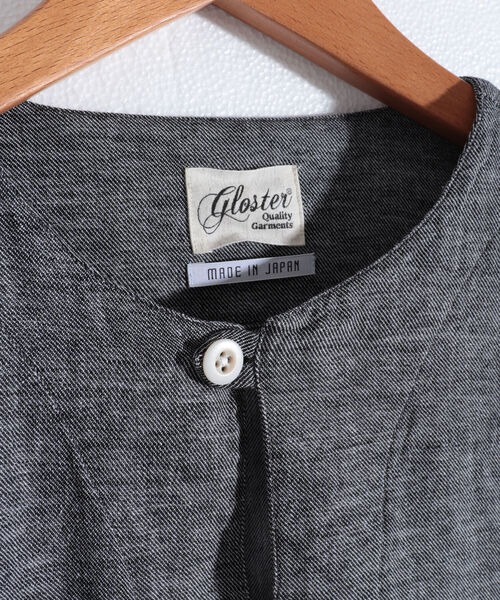 GLOSTER(グロスター)の「【GLOSTER/グロスター】綿麻シャンブレー スキッパーシャツ(シャツ/ブラウス・メンズ・ブラック/サックスブルー/キナリ・MEDIUM/LARGE)」の4枚目の写真