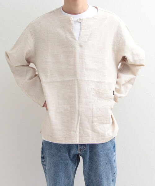 GLOSTER(グロスター)の「【GLOSTER/グロスター】綿麻シャンブレー スキッパーシャツ(シャツ/ブラウス・メンズ・ブラック/サックスブルー/キナリ・MEDIUM/LARGE)」の13枚目の写真