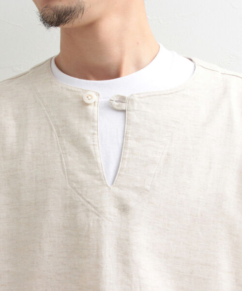 GLOSTER(グロスター)の「【GLOSTER/グロスター】綿麻シャンブレー スキッパーシャツ(シャツ/ブラウス・メンズ・ブラック/サックスブルー/キナリ・MEDIUM/LARGE)」の20枚目の写真