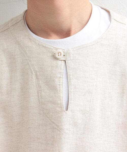 GLOSTER(グロスター)の「【GLOSTER/グロスター】綿麻シャンブレー スキッパーシャツ(シャツ/ブラウス・メンズ・ブラック/サックスブルー/キナリ・MEDIUM/LARGE)」の9枚目の写真