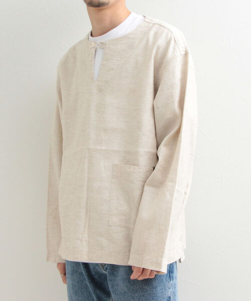 GLOSTER(グロスター)の「【GLOSTER/グロスター】綿麻シャンブレー スキッパーシャツ(シャツ/ブラウス・メンズ・ブラック/サックスブルー/キナリ・MEDIUM/LARGE)」の21枚目の写真