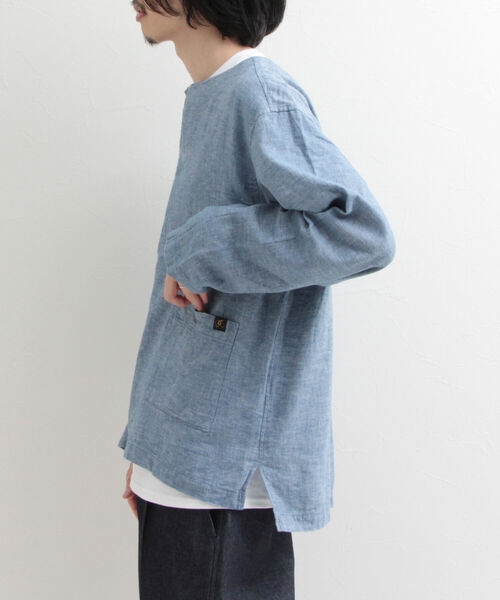 GLOSTER(グロスター)の「【GLOSTER/グロスター】綿麻シャンブレー スキッパーシャツ(シャツ/ブラウス・メンズ・ブラック/サックスブルー/キナリ・MEDIUM/LARGE)」の18枚目の写真