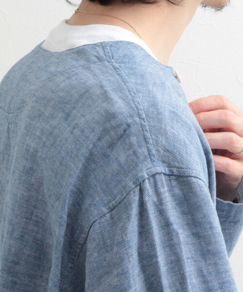 GLOSTER(グロスター)の「【GLOSTER/グロスター】綿麻シャンブレー スキッパーシャツ(シャツ/ブラウス・メンズ・ブラック/サックスブルー/キナリ・MEDIUM/LARGE)」の7枚目の写真