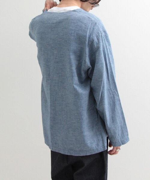 GLOSTER(グロスター)の「【GLOSTER/グロスター】綿麻シャンブレー スキッパーシャツ(シャツ/ブラウス・メンズ・ブラック/サックスブルー/キナリ・MEDIUM/LARGE)」の22枚目の写真