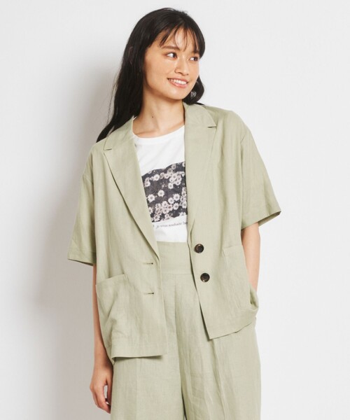 Feroux(フェルゥ)の「【洗える】リネンレーヨンシャツ ジャケット(シャツ/ブラウス・レディース・ライトグレー系/カーキ系/ブラック系・F)」の3枚目の写真