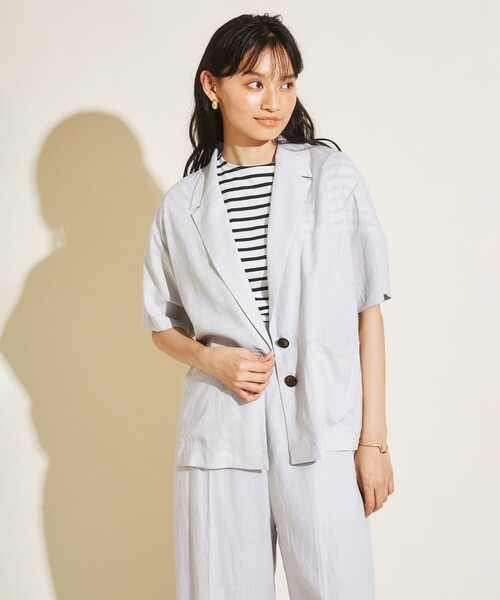Feroux(フェルゥ)の「【洗える】リネンレーヨンシャツ ジャケット(シャツ/ブラウス・レディース・ライトグレー系/カーキ系/ブラック系・F)」の5枚目の写真