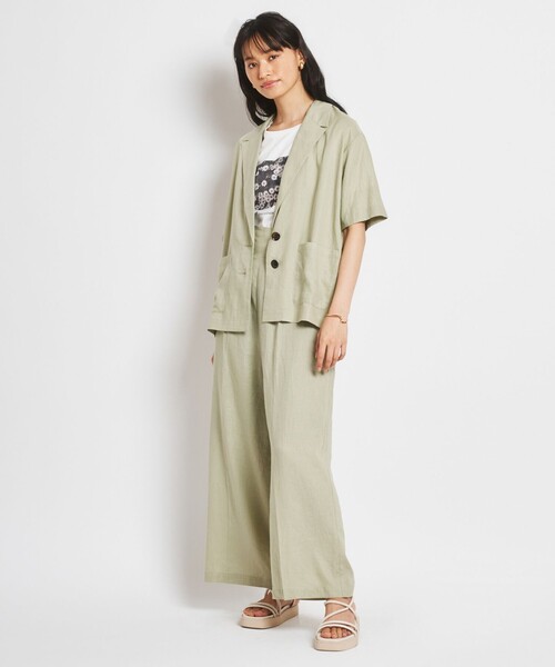 Feroux(フェルゥ)の「【洗える】リネンレーヨンシャツ ジャケット(シャツ/ブラウス・レディース・ライトグレー系/カーキ系/ブラック系・F)」の8枚目の写真