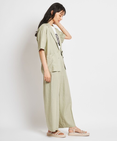 Feroux(フェルゥ)の「【洗える】リネンレーヨンシャツ ジャケット(シャツ/ブラウス・レディース・ライトグレー系/カーキ系/ブラック系・F)」の9枚目の写真