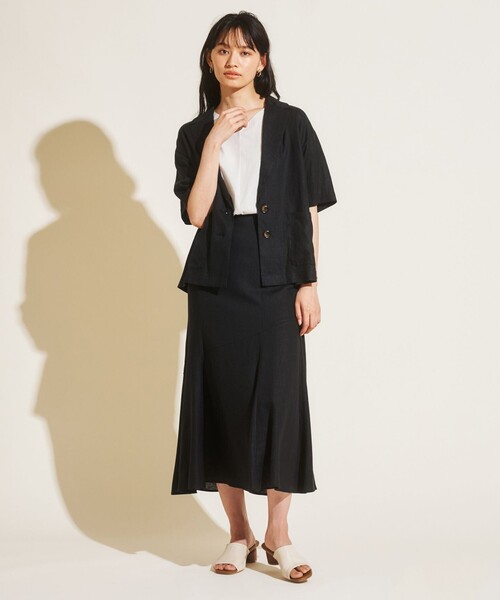 Feroux(フェルゥ)の「【洗える】リネンレーヨンシャツ ジャケット(シャツ/ブラウス・レディース・ライトグレー系/カーキ系/ブラック系・F)」の10枚目の写真