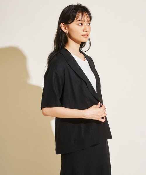 Feroux(フェルゥ)の「【洗える】リネンレーヨンシャツ ジャケット(シャツ/ブラウス・レディース・ライトグレー系/カーキ系/ブラック系・F)」の11枚目の写真