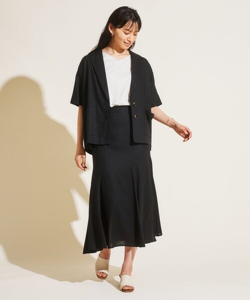 Feroux(フェルゥ)の「【洗える】リネンレーヨンシャツ ジャケット(シャツ/ブラウス・レディース・ライトグレー系/カーキ系/ブラック系・F)」の12枚目の写真