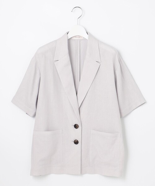 Feroux(フェルゥ)の「【洗える】リネンレーヨンシャツ ジャケット(シャツ/ブラウス・レディース・ライトグレー系/カーキ系/ブラック系・F)」の13枚目の写真