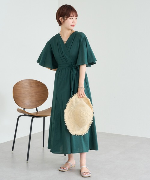 natural couture(ナチュラルクチュール)の「WEB限定カラー有り/インド綿カシュクールワンピース(ワンピース・レディース・ブラック/レッド/ピンク/ライム/ブルー/グリーン/モカ/グレイッシュベージュ・FREE)」の22枚目の写真