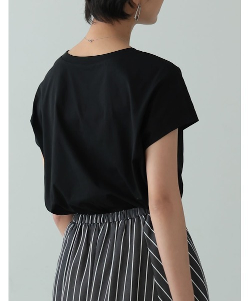 Re:EDIT(リエディ)の「シルケットコットンフレンチスリーブチュニックTシャツ(Tシャツ/カットソー・レディース・ホワイト/ブラック/ピンク/オレンジ/グリーン/グレイッシュベージュ・MEDIUM/LARGE)」の12枚目の写真