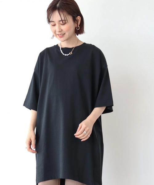 AMERICAN HOLIC(アメリカンホリック)の「コクーンカットチュニック(Tシャツ/カットソー・レディース・ホワイト系その他4/ブラウン/オフホワイト/ライトベージュ/ブラック系その他4/ブラック・L/M)」の4枚目の写真