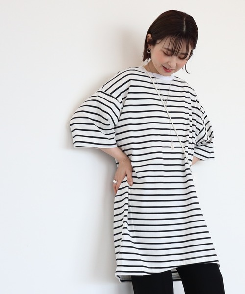 AMERICAN HOLIC(アメリカンホリック)の「コクーンカットチュニック(Tシャツ/カットソー・レディース・ホワイト系その他4/ブラウン/オフホワイト/ライトベージュ/ブラック系その他4/ブラック・L/M)」の8枚目の写真