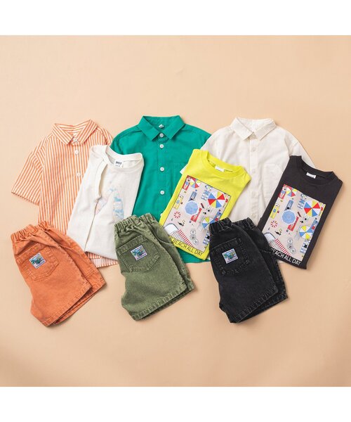 BREEZE（ブリーズ）の「ビーチパーティーシャツ（シャツ/ブラウス・キッズ・オフホワイト/グリーン/ストライプ・90/100/120/80/140/130/110）」の8枚目の写真