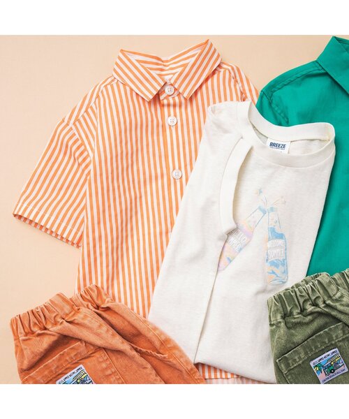 BREEZE（ブリーズ）の「ビーチパーティーシャツ（シャツ/ブラウス・キッズ・オフホワイト/グリーン/ストライプ・90/100/120/80/140/130/110）」の17枚目の写真