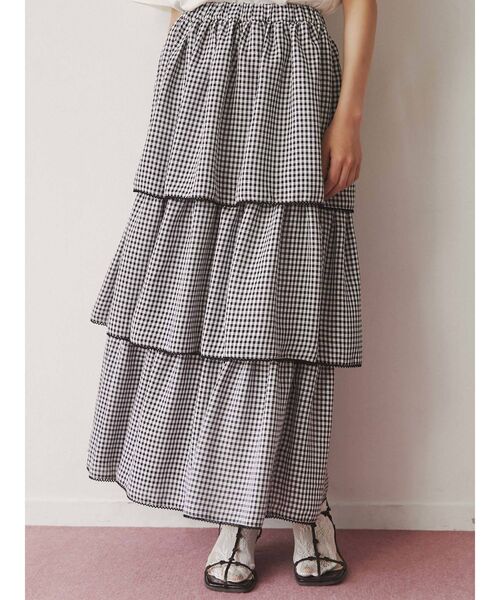 merry jenny(メリージェニー)の「ギンガムティアードスカート(スカート・レディース・ブラック/レッド/グリーン・FREE)」の4枚目の写真