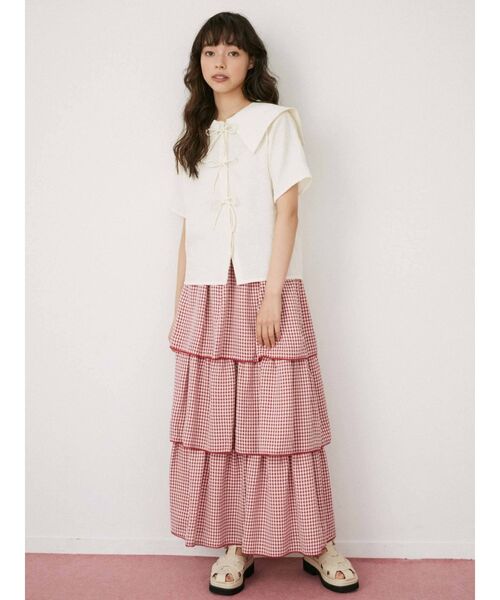 merry jenny(メリージェニー)の「ギンガムティアードスカート(スカート・レディース・ブラック/レッド/グリーン・FREE)」の10枚目の写真