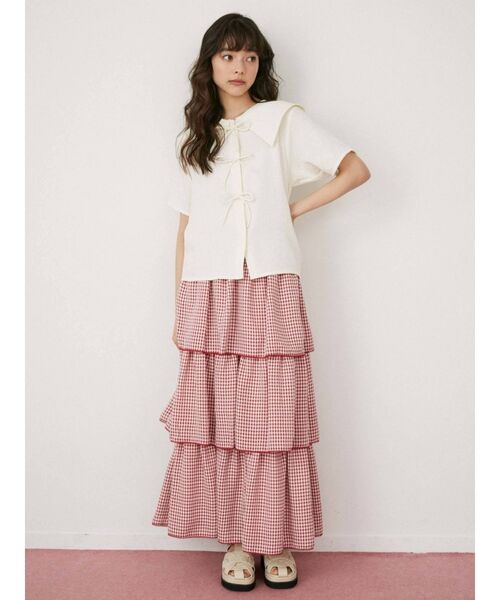 merry jenny(メリージェニー)の「ギンガムティアードスカート(スカート・レディース・ブラック/レッド/グリーン・FREE)」の12枚目の写真