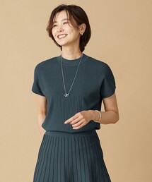 【洗える】 レーヨンエリートストレッチ フレンチスリーブ ニット