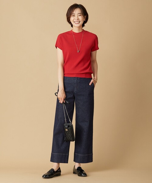 J.PRESS(ジェイプレス)の「【洗える】 レーヨンエリートストレッチ フレンチスリーブ ニット(ニット/セーター・レディース・ブラック系/ベージュ系/ダークグリーン系/オレンジ系・T15/T13)」の6枚目の写真