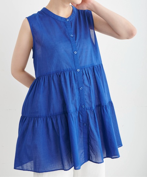 FREE'S MART（フリーズマート）の「◆ノースリーブティアードチュニックブラウス（シャツ/ブラウス・レディース・ブラック/ホワイト/ブルー・SMALL/MEDIUM）」の9枚目の写真