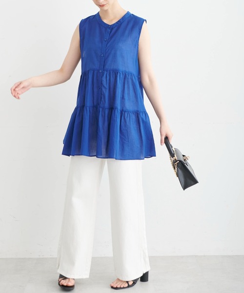 FREE'S MART（フリーズマート）の「◆ノースリーブティアードチュニックブラウス（シャツ/ブラウス・レディース・ブラック/ホワイト/ブルー・SMALL/MEDIUM）」の18枚目の写真